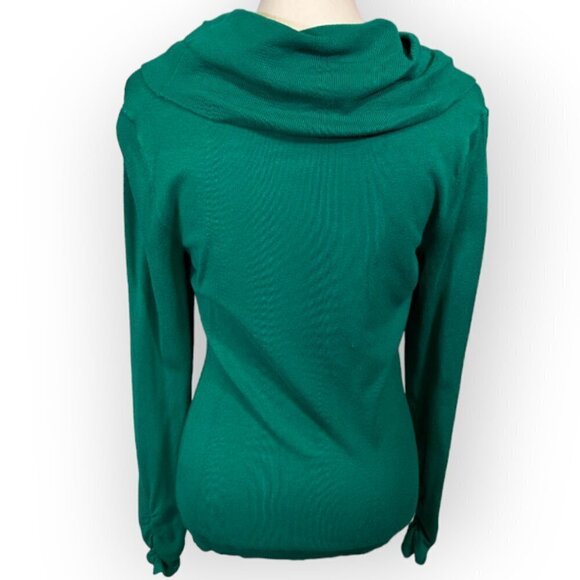 Alfani Cowl Neck Sweater Cinched Sleeve Detail Green Size Small - Picture 2 of 4